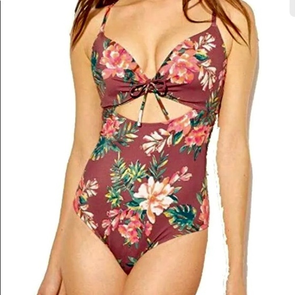 Shade & Shore Tie Front Cut Out Swimsuit Size 34C - Picture 2 of 14